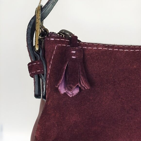 Coach Y2K Vintage Purple Suede Demi Baguette Shoulder Bag Tassle - Picture 2 of 8